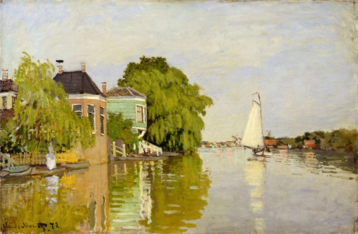 Houses on the Achterzaan, 1871 - Claude Monet Paintings